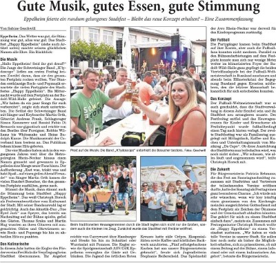 Gute Musik, gutes Essen, gute Stimmung / Rhein-Neckar-Zeitung, 12.07.2018